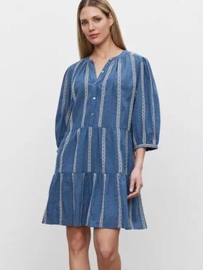 Velvet By Graham & Spencer Kaitlyn Jacquard Cotton Blend Minidress Size Medium